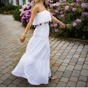 Lilly Pulitzer Caridee Maxi Dress Strapless Tassels